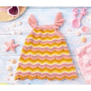 Haute Hippie Kids Girls Pink & Yellow Crochet Knit Boho Summer Tank Dress 4t
